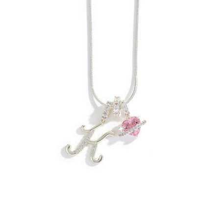 Elegant Initial Heart Charm Necklace
