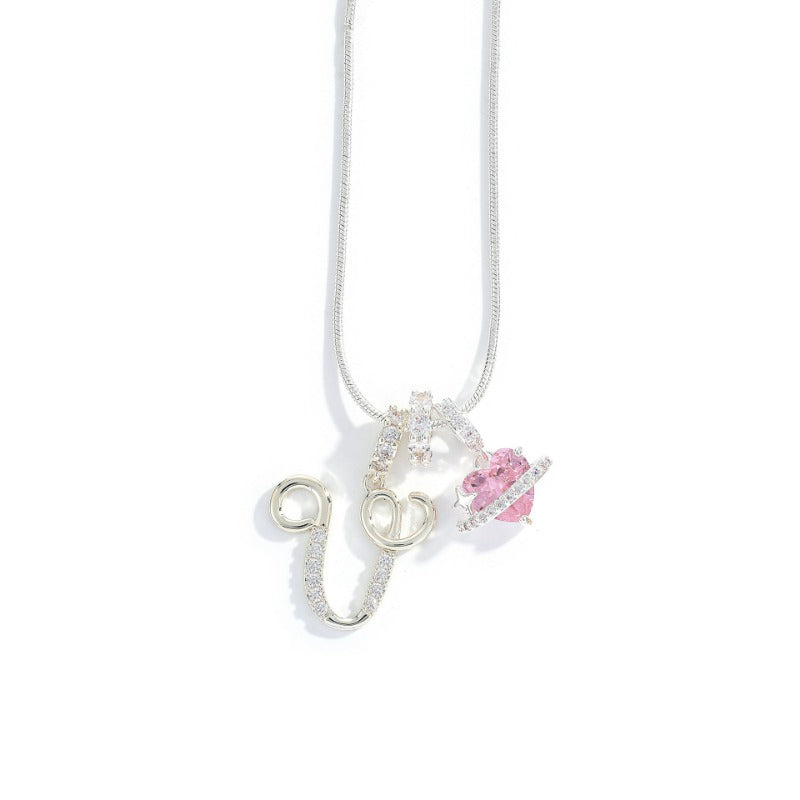 Elegant Initial Heart Charm Necklace