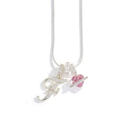 Elegant Initial Heart Charm Necklace