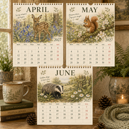 2027 British Woodland Calendar｜A4 Hanging Calendar