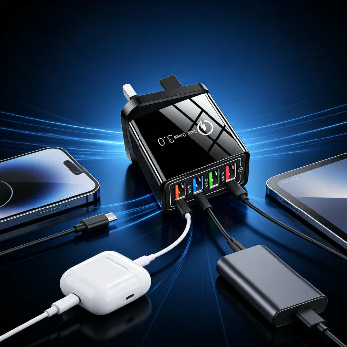 Secret to Faster Phone Performance Four-Port Travel Charger for Extended Phone Battery Life
