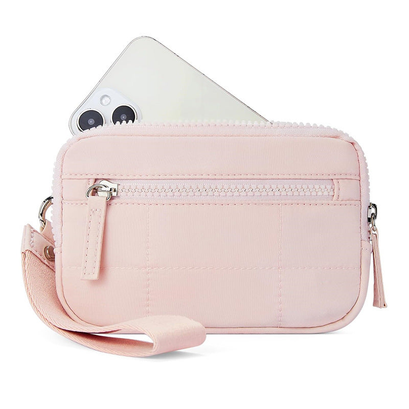 Wristband Travel Wallet Wristlet Nylon Quilted Purse Women Credit Card Holder