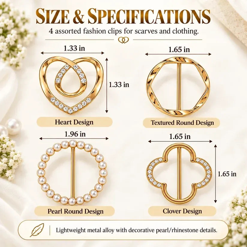 ✨4-Piece Women's Metal Shirt Clips – Round & Heart Designs for Loose Clothing