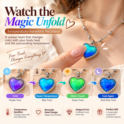 💖 Magic Color-Changing Heart Necklace – Temperature-Sensitive Mood Pendant, A Unique Romantic Gift for Her