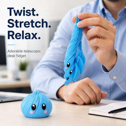 🌀 3D Printed Telescopic Fidget Dumpling - Cute Kawaii Collapsible Spiral Desk Toy & Stress Reliever