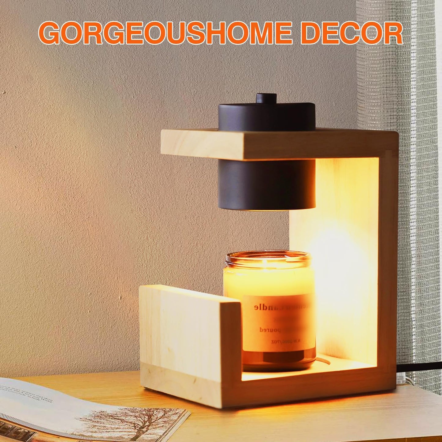 🕯️Wooden Candle Warmer Lamp – Timer & Dimmer Melting Lamp for Home Decor
