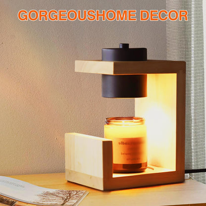 🕯️Wooden Candle Warmer Lamp – Timer & Dimmer Melting Lamp for Home Decor