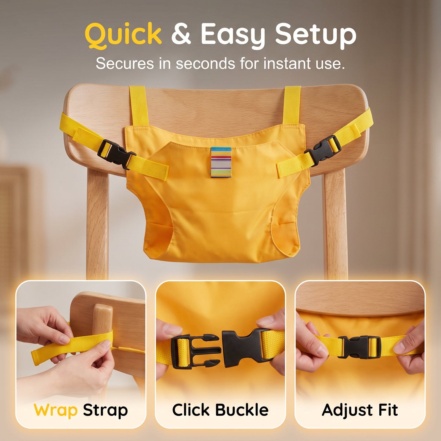 🔥Baby High Chair Seat Belts - Portable Dining Straps Holder