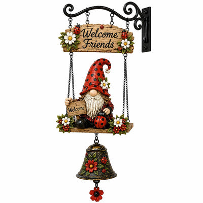 Rustic Garden Gnome Bell Outdoor Decor