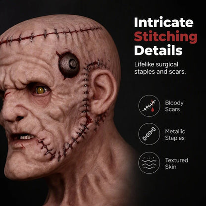 👹 Stitched Monster Full-Head Silicone Horror Mask | Costume Piece