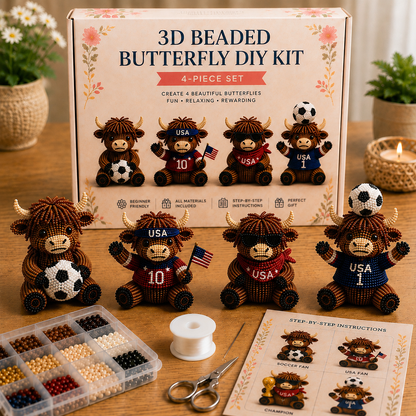 3D Highland Cow DIY Bead Kit – 8 Adorable Handmade Cow Designs Craft Set