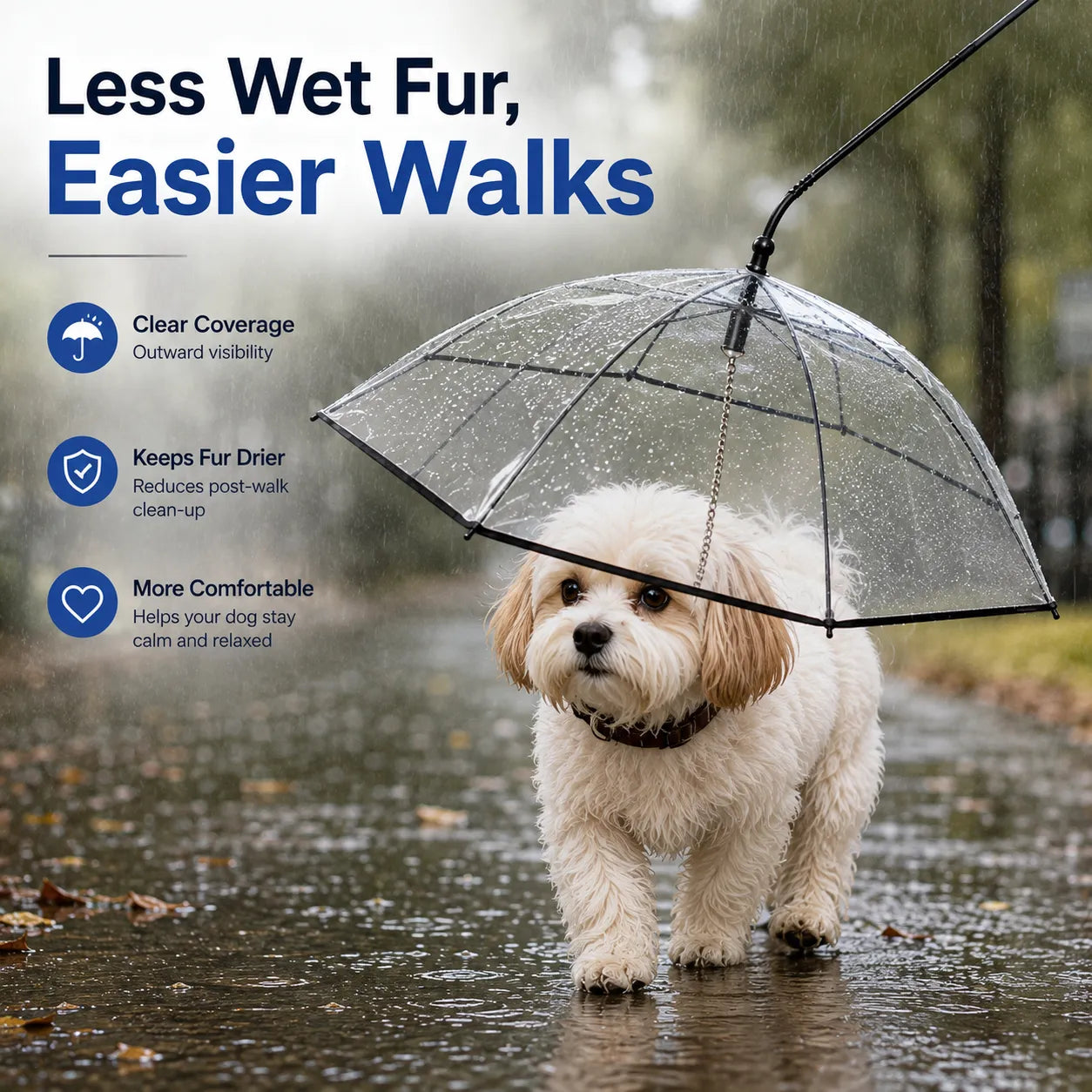 ☔ Transparent Dog Umbrella For Rainy Walks