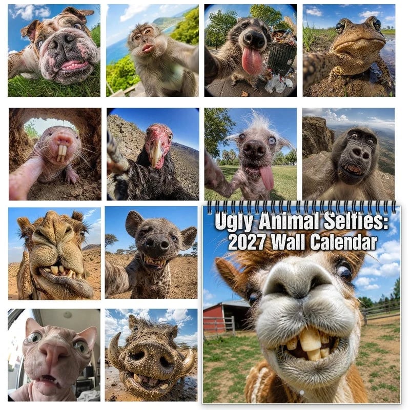 2027 Ugly Animal Selfies Wall Calendar