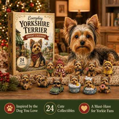 🎄💥Yorkshire Terrier Advent Calendar – 24 Unique Yorkie Acrylic Ornaments & Daily Christmas Surprises