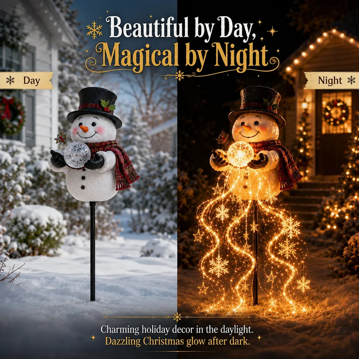 🎄 Snowman Magic Fountain™-Flowing Snowflake LED Christmas Garden Light❄️