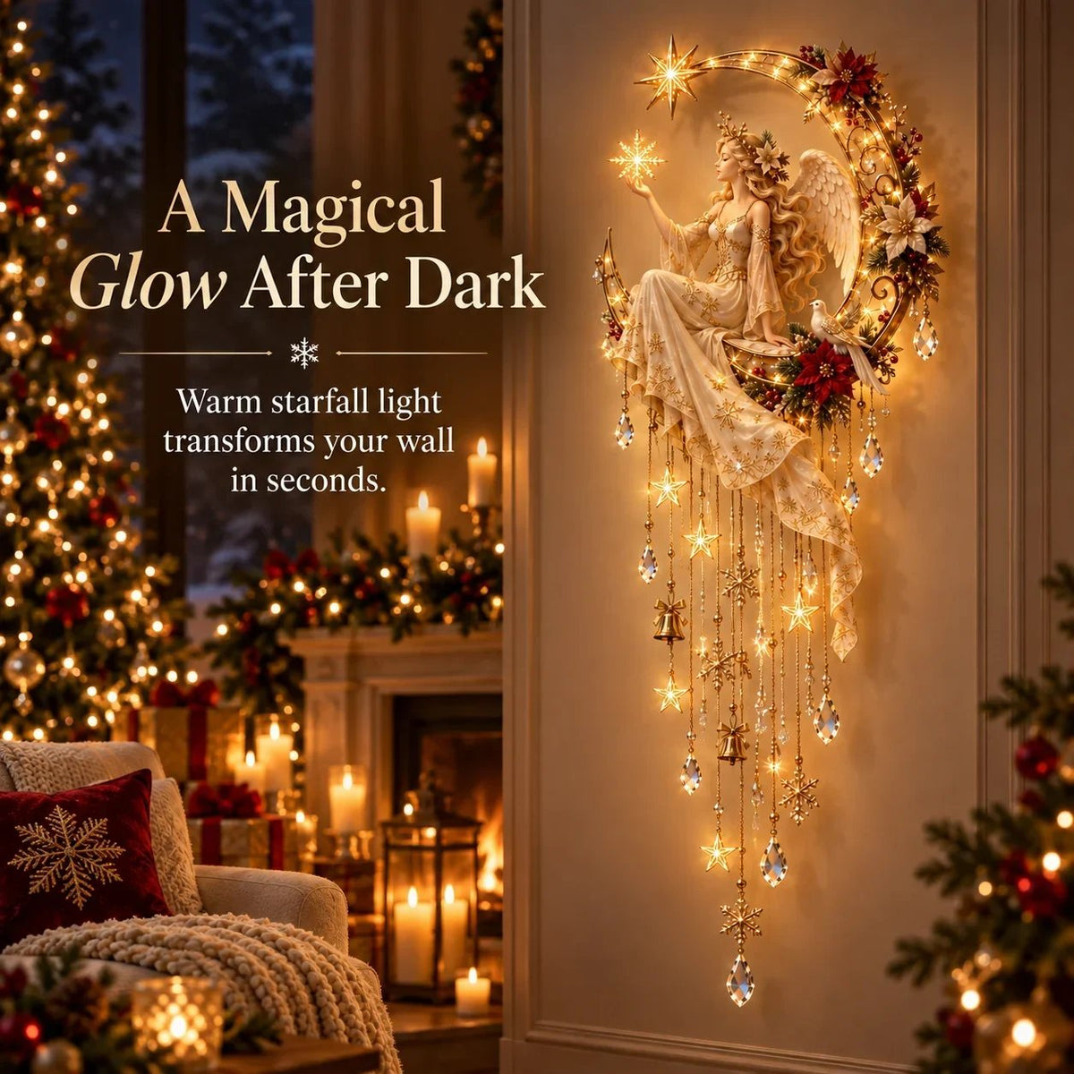 🔥Angel's Moonlit Starfall - Enlightened Christmas Angel Wall Decoration