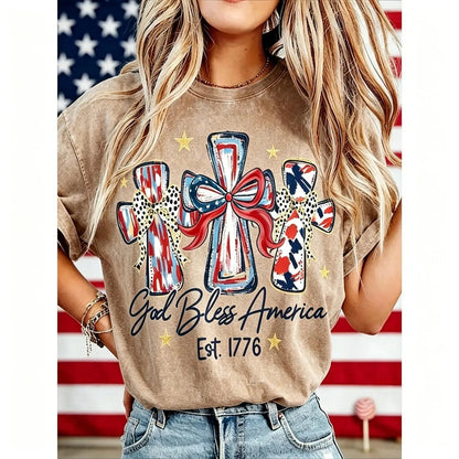 ⭐ God Bless America Women  T-Shirt - Vintage 250th Anniversary USA Gift Tee🎆