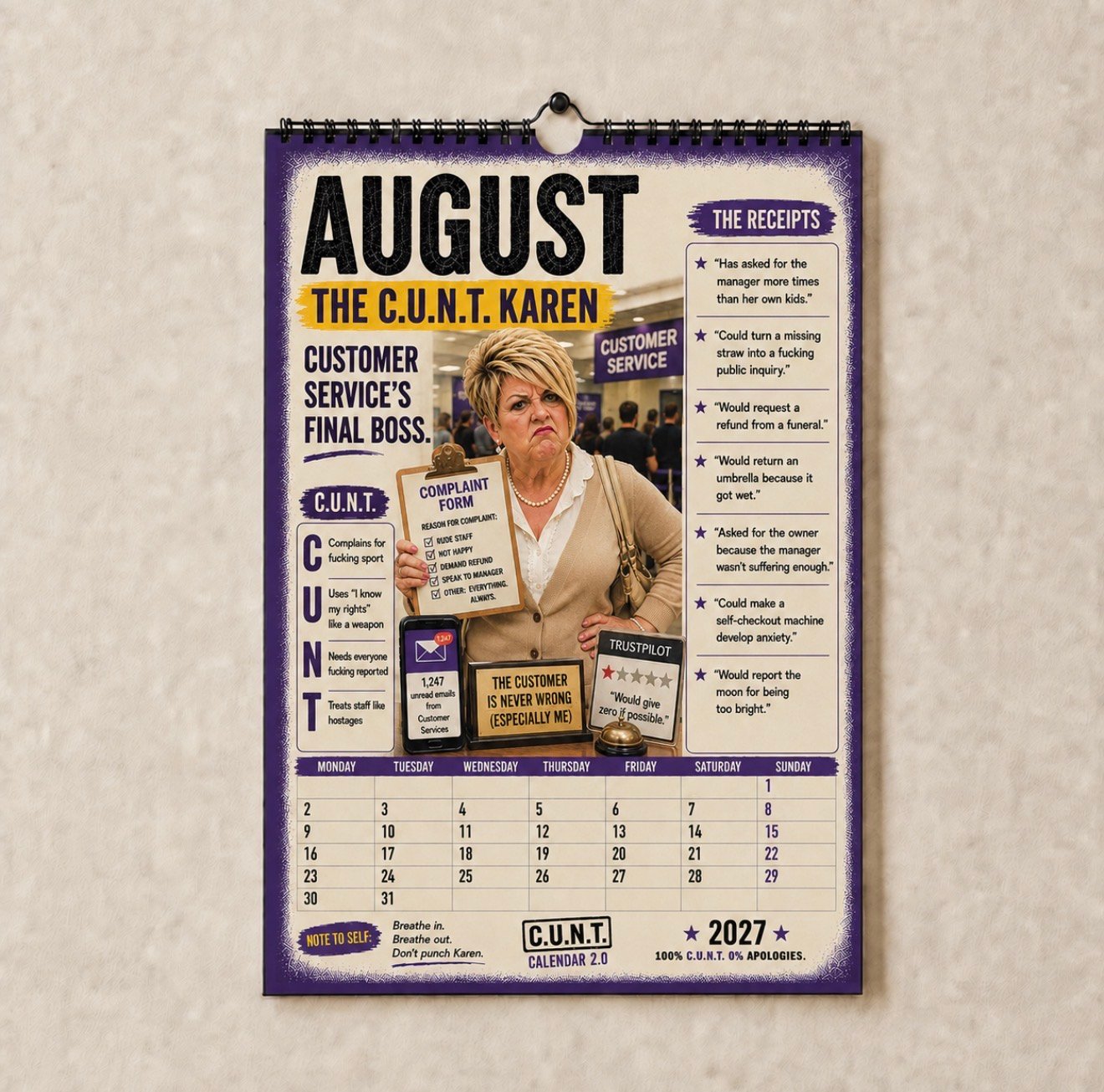 2027 C.U.N.T. Calendar 2.0 - The Calendar That Finally Has A Personality 😈