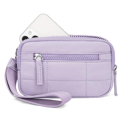 Wristband Travel Wallet Wristlet Nylon Quilted Purse Women Credit Card Holder