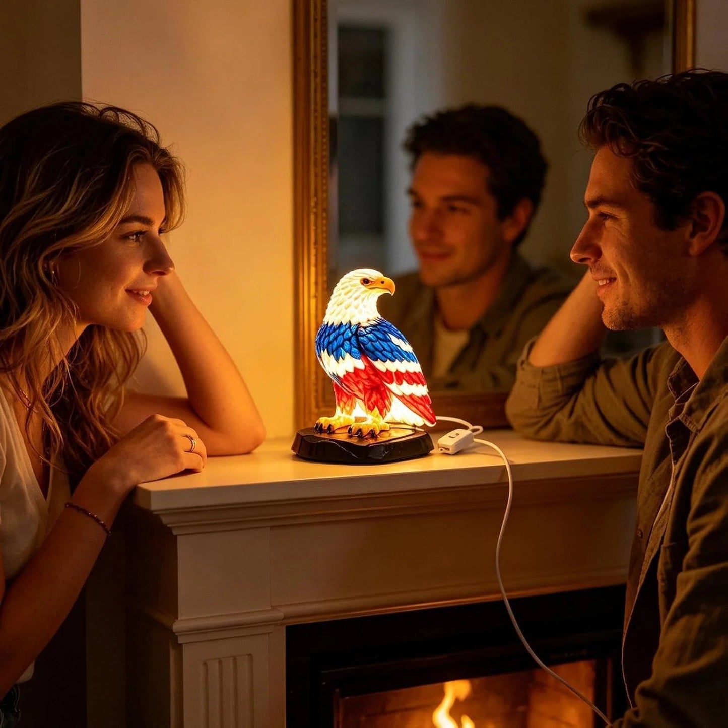 🦅🌙U.S. 250th Eagle Stained Glass Table Lamp✨