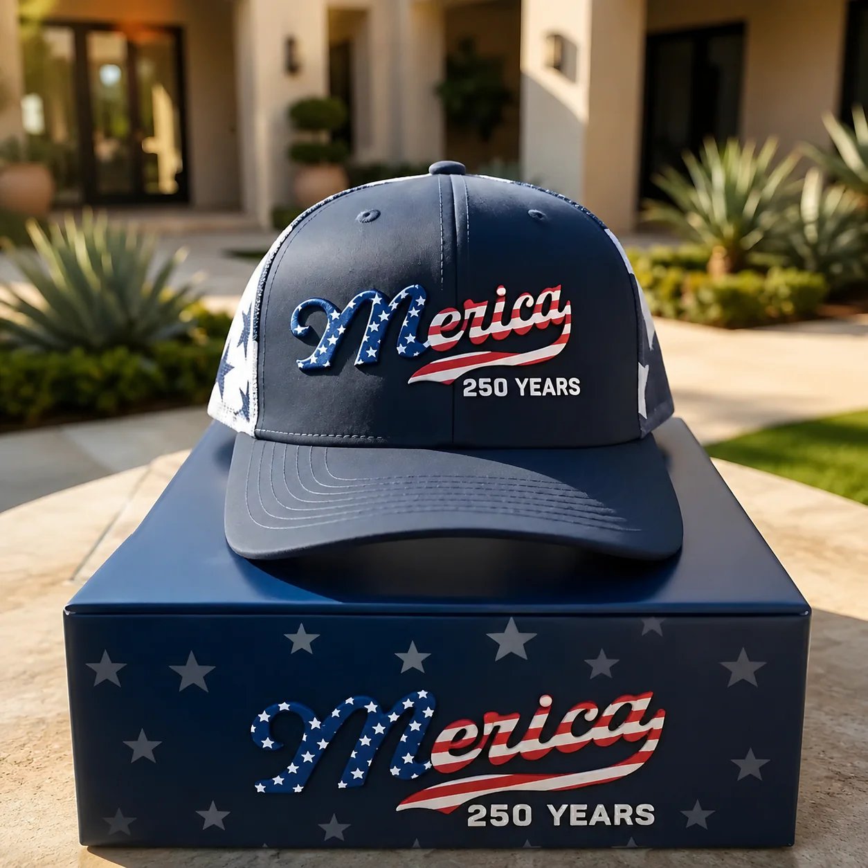 🔥 US ’Merica 250 Years Embroidered Mesh Back Trucker Hat