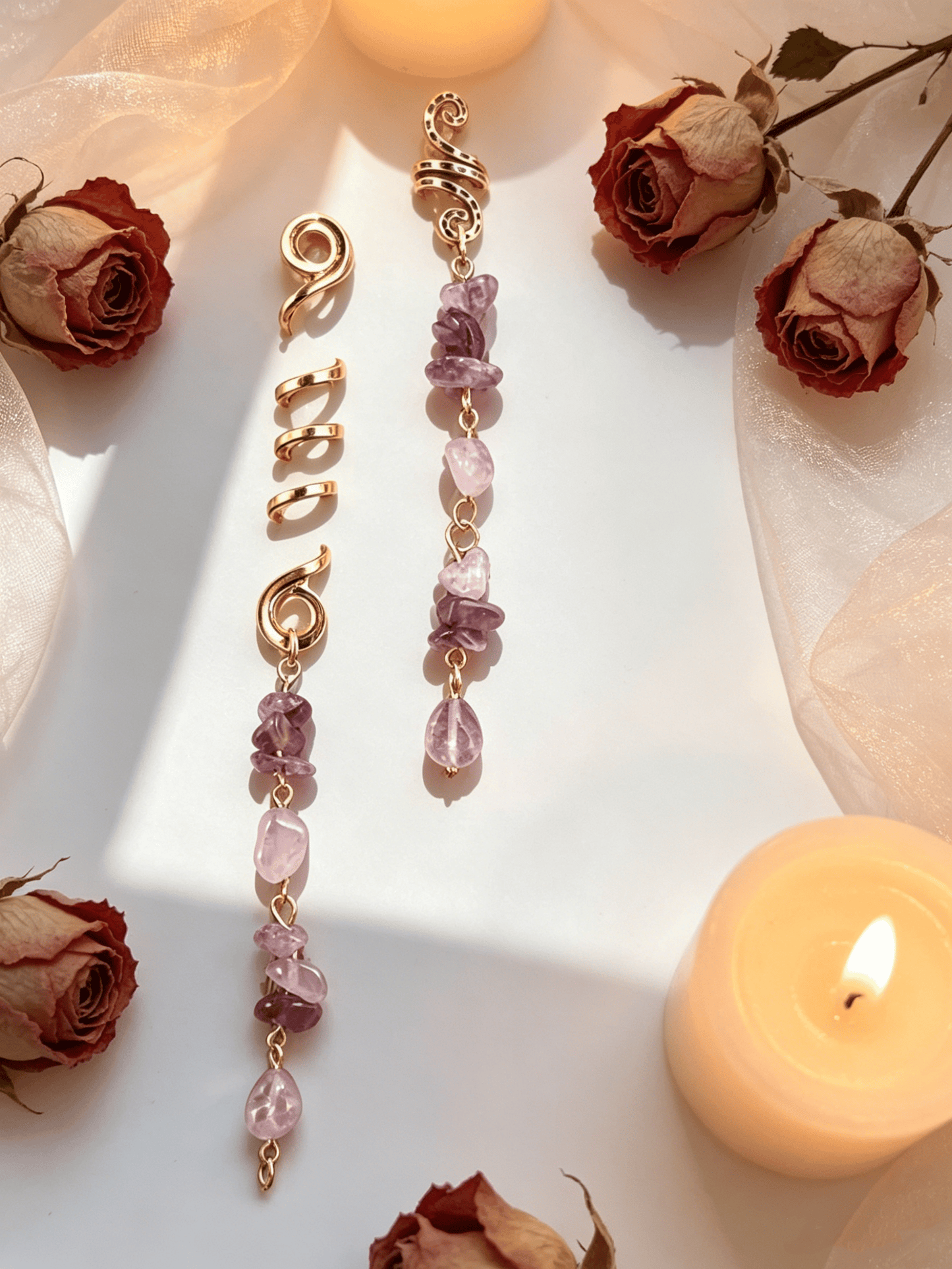 🏆 Buy 1 Get 1 Free!🍀-💌Rose Gold Spiral Hairpin with Natural Crystal Charm✨