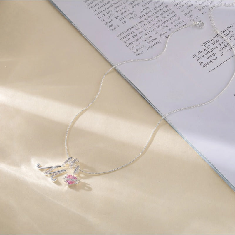 Elegant Initial Heart Charm Necklace