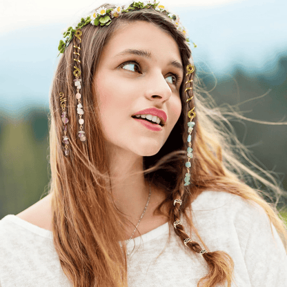 🏆 Buy 1 Get 1 Free!🍀-💌Rose Gold Spiral Hairpin with Natural Crystal Charm✨