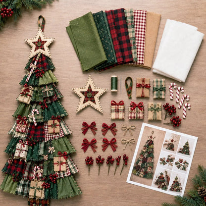 🎄Beginner-Friendly DIY Oversized Patchwork Christmas Tree Door Hanging Kit💕
