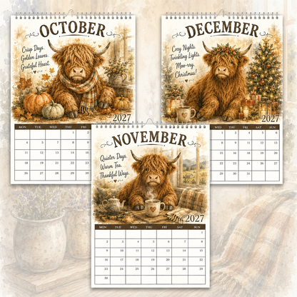 🎉2027 Highland Cow Life Calendar