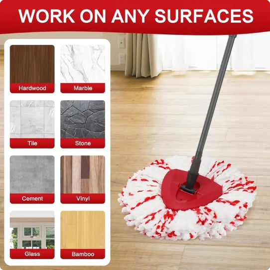 🔥 2026 Upgraded Spin Mop Heads with Scrubbing Pad