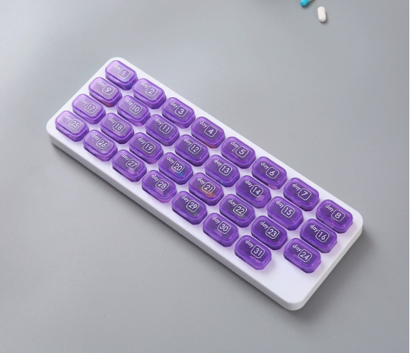 💊31 Days Pill Box-Monthly Pill Organizer-Arthritis-Friendly Easy-Open Lids