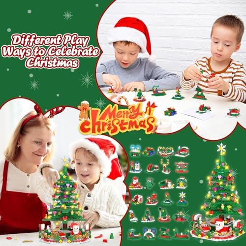 Advent Calendar 2025 for Kids Adults Teens, Christmas Countdown Calendar Compatible with Lego Christmas Tree with 2 Modes Play- Christmas Tree Building Blocks or 24 Small Models, Christmas Decor Xmax Gifts for Boys Girls