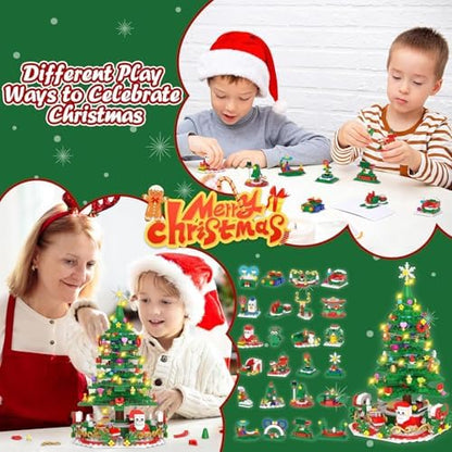 Advent Calendar 2025 for Kids Adults Teens, Christmas Countdown Calendar Compatible with Lego Christmas Tree with 2 Modes Play- Christmas Tree Building Blocks or 24 Small Models, Christmas Decor Xmax Gifts for Boys Girls
