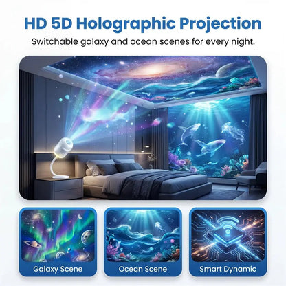 🌌🌠HD Smart Dynamic 5D Holographic Night Light Projector