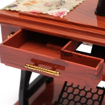 Wood Mini Sewing Machine Music Box