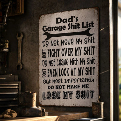 🤘Dad's Garage Shit List Metal Sign