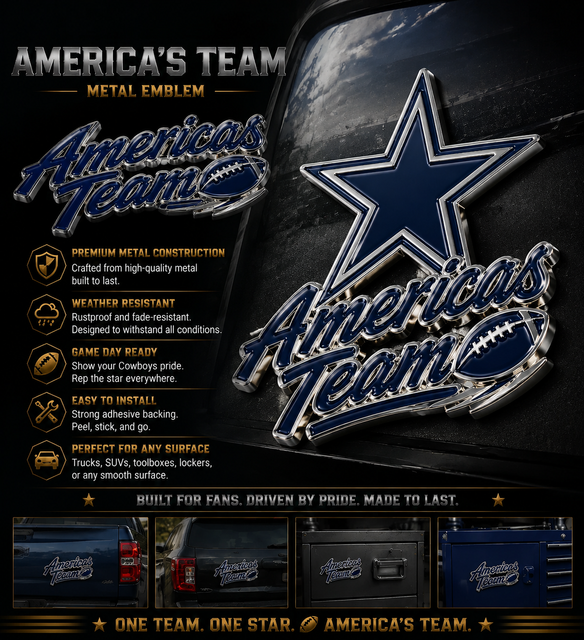 ⭐️America’s Team Car Emblem Metal Badge🏈
