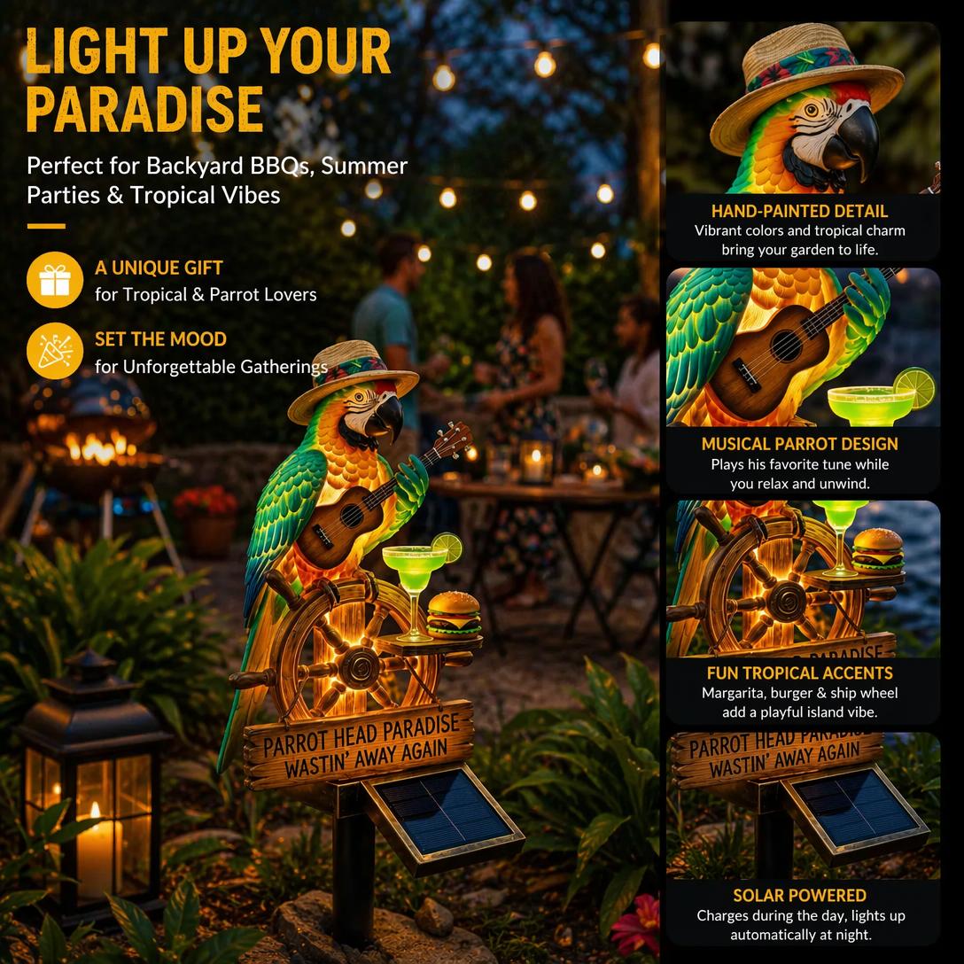 🦜 Solar-Powered Parrot Garden Light – “Wastin' Away Again”