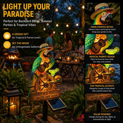 🦜 Solar-Powered Parrot Garden Light – “Wastin' Away Again”