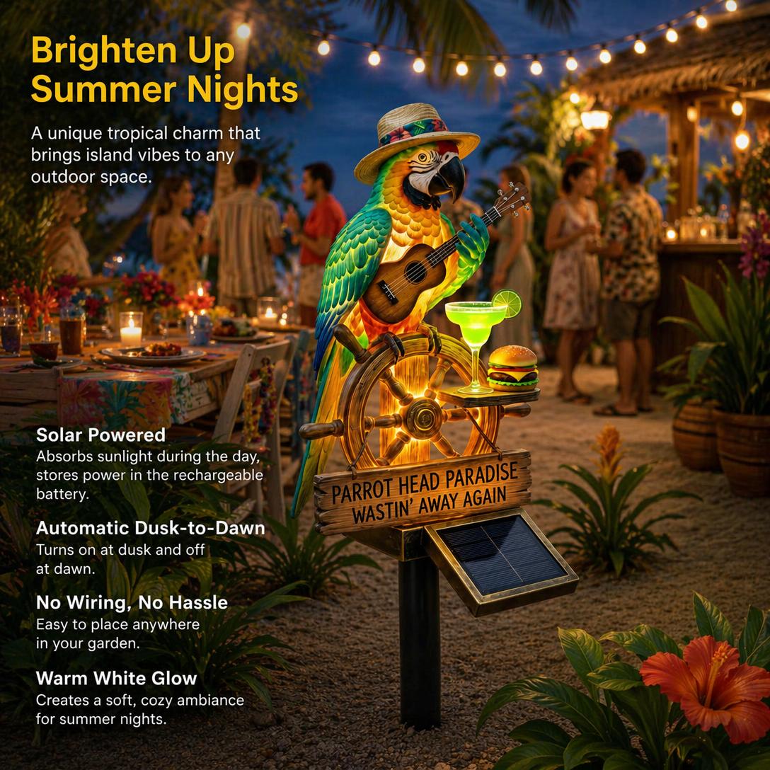 🦜 Solar-Powered Parrot Garden Light – “Wastin' Away Again”
