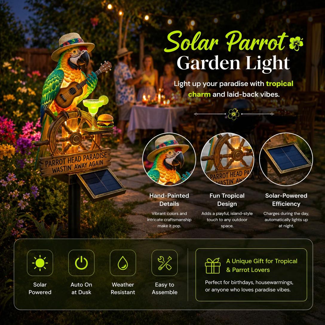🦜 Solar-Powered Parrot Garden Light – “Wastin' Away Again”