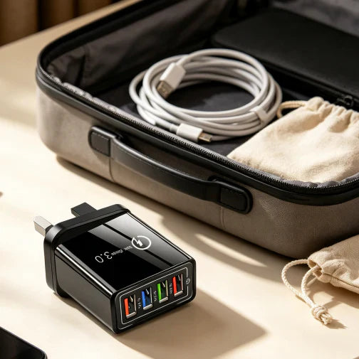 Secret to Faster Phone Performance Four-Port Travel Charger for Extended Phone Battery Life