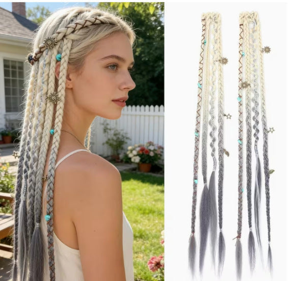🌿🎨 Boho Beaded Clip-In Braids – Effortless Festival & Everyday Hair Transformation(✨2Pcs)