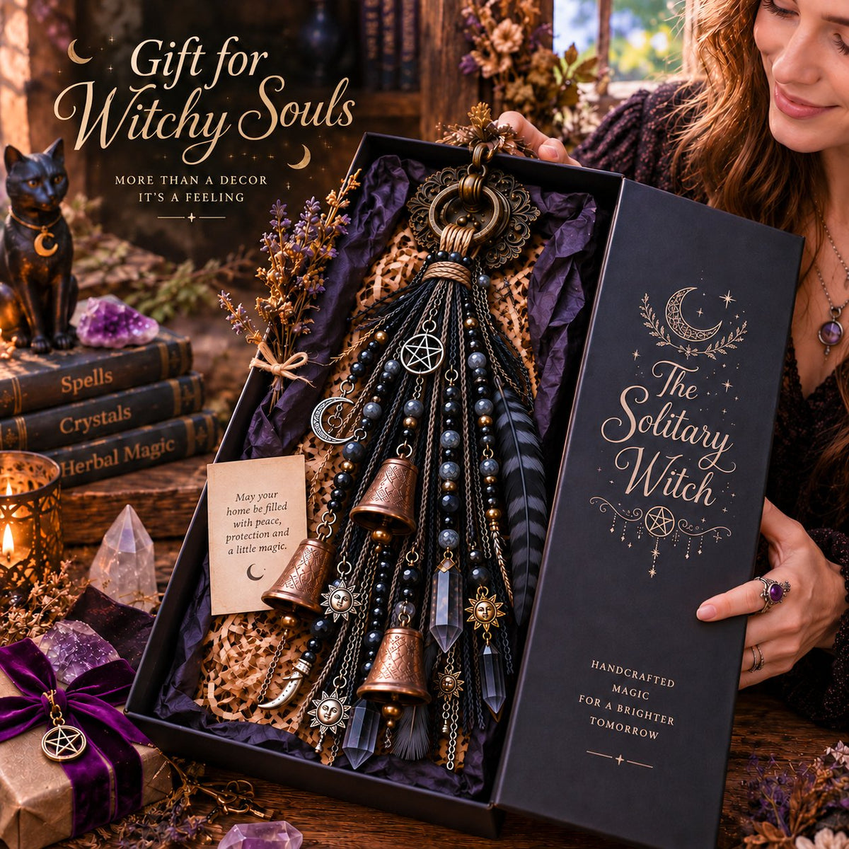 🔮Witchy Door Charm | Bells, Crystals & Celestial Hanging Decor🔮