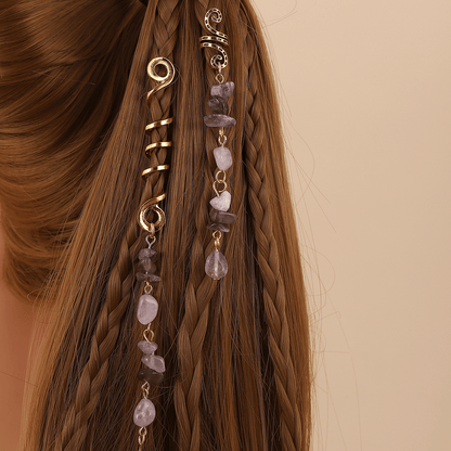 🏆 Buy 1 Get 1 Free!🍀-💌Rose Gold Spiral Hairpin with Natural Crystal Charm✨