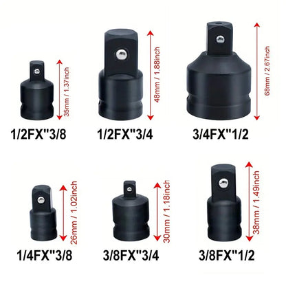 6-Piece Impact Socket Adapter Set | Cr-V Steel SAE Adapter Conversion Kit