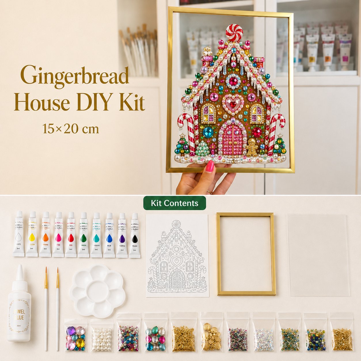 Gingerbread House DIY Kit / 5.9 × 7.9 in