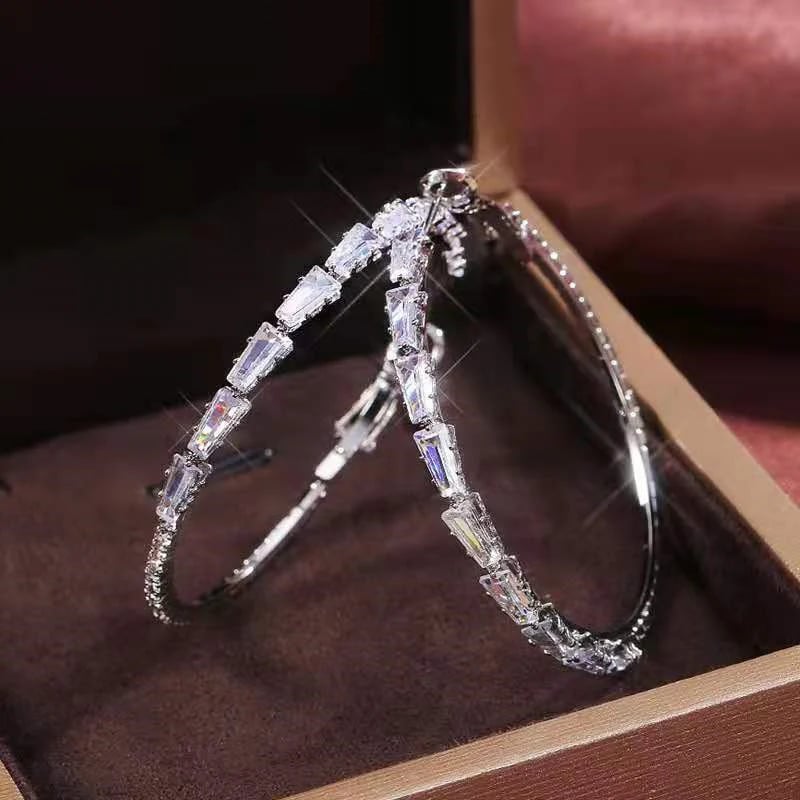 💎 BUY 1 GET 1 FREE ! ✨ Women's Sparkling CZ Hoop Earrings – Micro-Paved, Lightweight Copper & Bold Design – Elegant, Versatile & Perfect Gift 💫