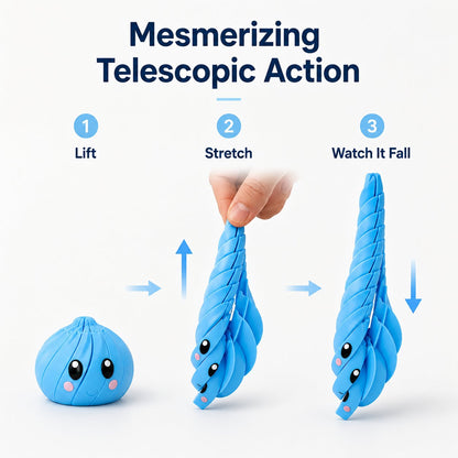 🌀 3D Printed Telescopic Fidget Dumpling - Cute Kawaii Collapsible Spiral Desk Toy & Stress Reliever